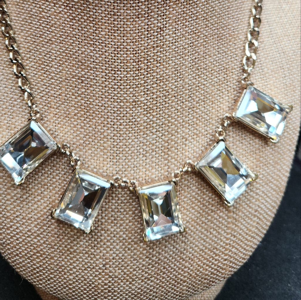 Express Gold Necklace With Clear Gems Express Gold Necklace With Clear Gems
